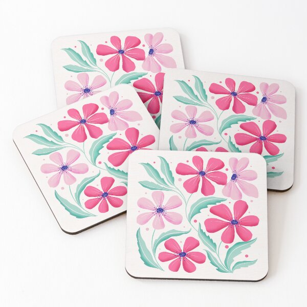 Item preview, Botanical art in pink. Modern Flowers Dancing. Floral Pattern in Pink and Mint Green. designed and sold by Sandra Brezina.