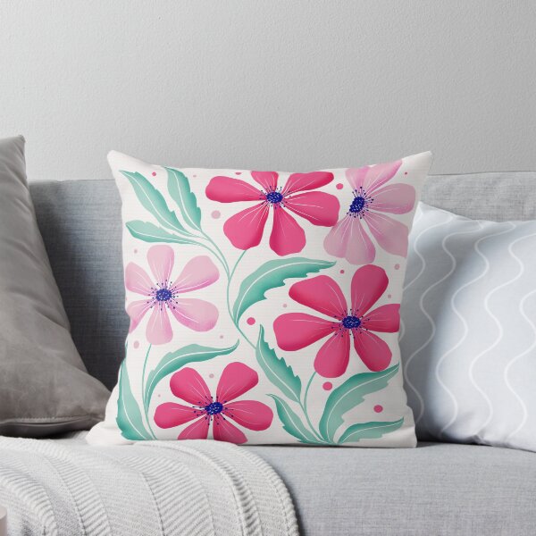 Item preview, Botanical art in pink. Modern Flowers Dancing. Floral Pattern in Pink and Mint Green. designed and sold by Sandra Brezina.