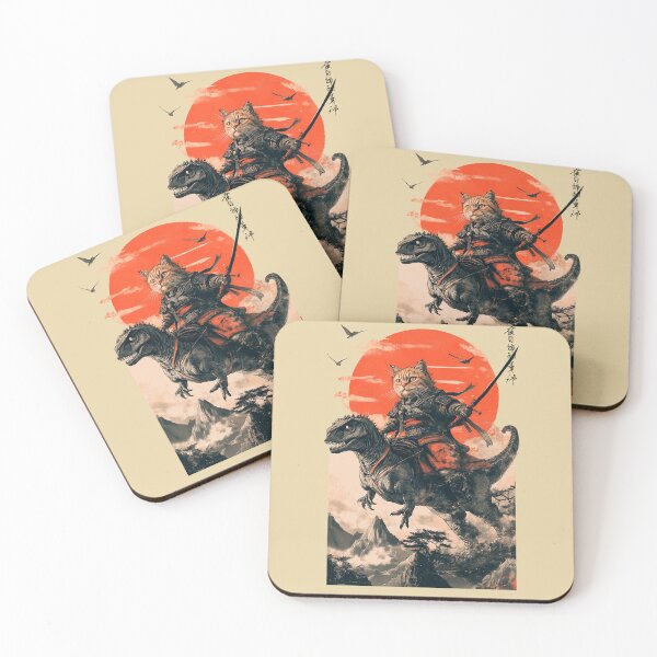 Item preview, Samurai cat riding a dinosaur designed and sold by TheSamuraiCat.