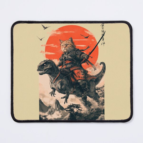 Item preview, Samurai cat riding a dinosaur designed and sold by TheSamuraiCat.