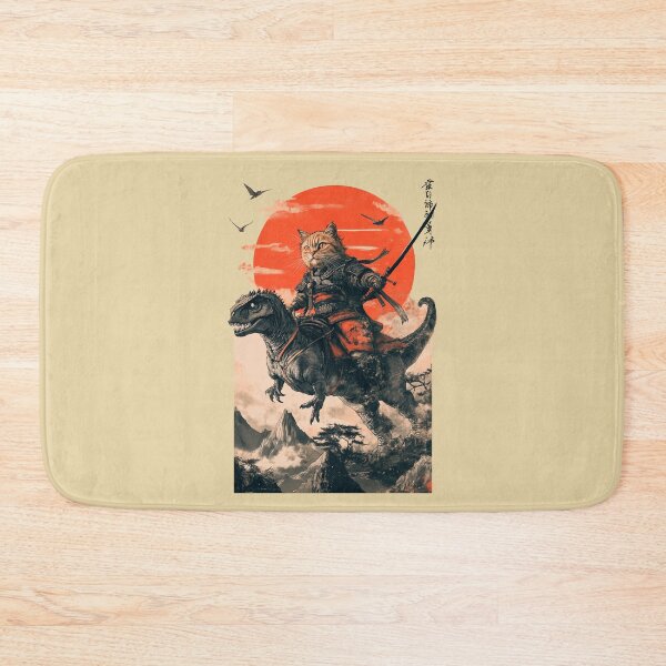 Item preview, Samurai cat riding a dinosaur designed and sold by TheSamuraiCat.