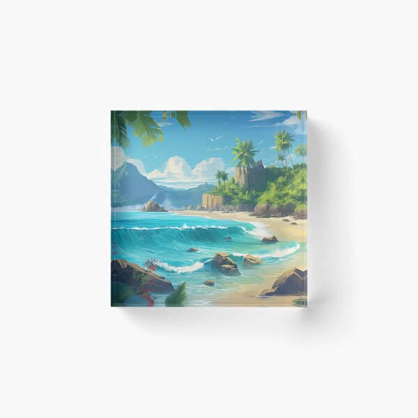 Item preview, Sandy tropical beach - Landscape painting designed and sold by TheArtistOf2022.