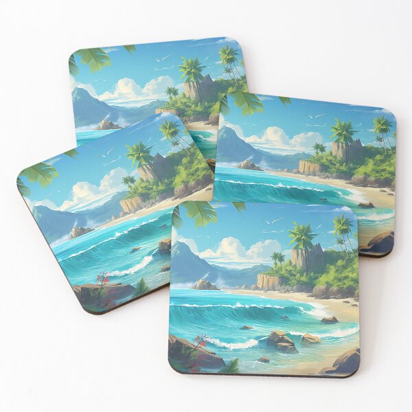 Item preview, Sandy tropical beach - Landscape painting designed and sold by TheArtistOf2022.