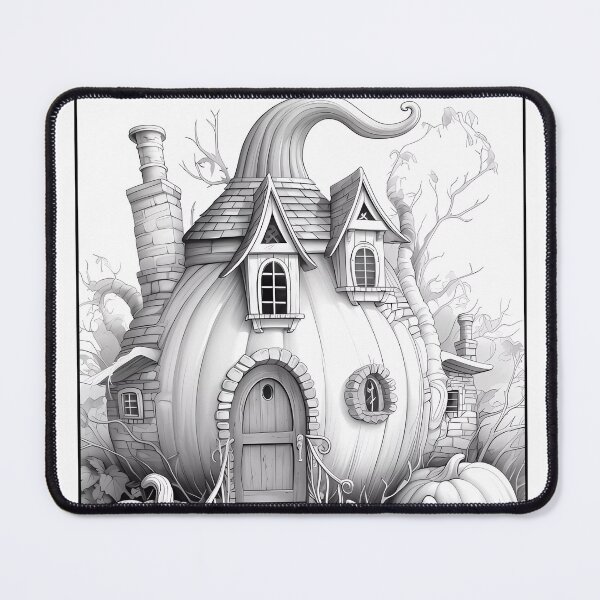 Item preview, Magical Pumpkin House Coloring Page Pattern  designed and sold by DavidColoring.
