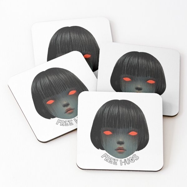 Item preview, Free Hugs. Funny scary creepy girl design. designed and sold by Shoot-The-Moon.