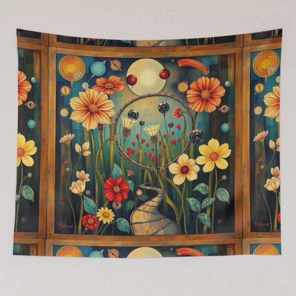 Item preview, A Beautiful Flower Garden painting inspired by Gustav Klimt designed and sold by Vintage Designs +.