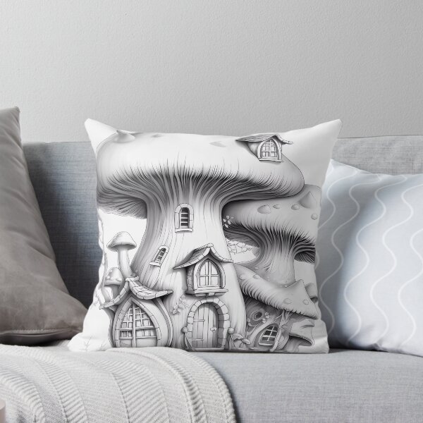 Item preview, Magical Mushroom House Coloring Page Pattern  designed and sold by DavidColoring.