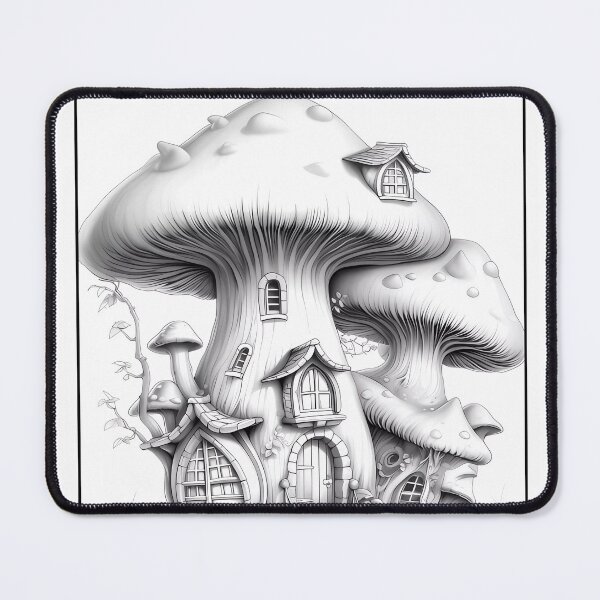 Item preview, Magical Mushroom House Coloring Page Pattern  designed and sold by DavidColoring.