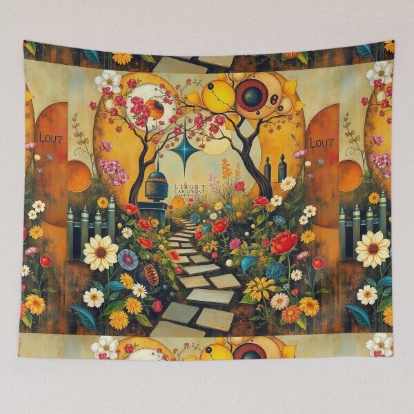 Item preview, A Beautiful Flower Garden painting inspired by Gustav Klimt designed and sold by Vintage Designs +.