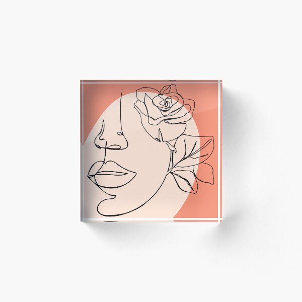 Item preview, Minimal woman line art. One line woman face with rose flower. designed and sold by CoCoArt-Ua.