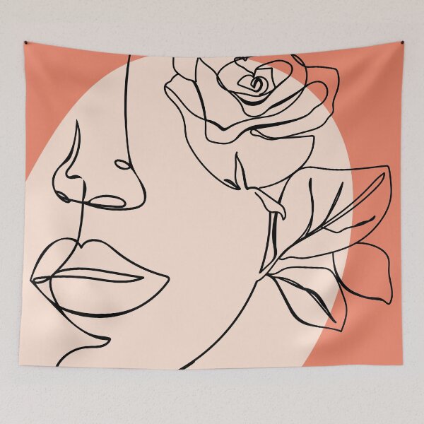 Item preview, Minimal woman line art. One line woman face with rose flower. designed and sold by CoCoArt-Ua.