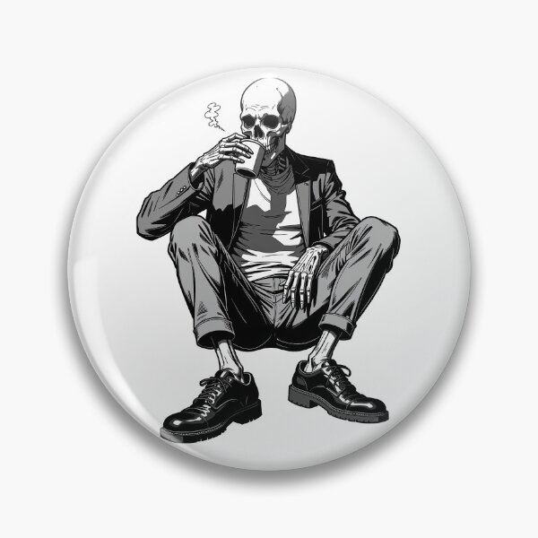 Item preview, Skeleton Sipping Coffee: A Grim Yet Humorous Scene designed and sold by FortuneWildCat.