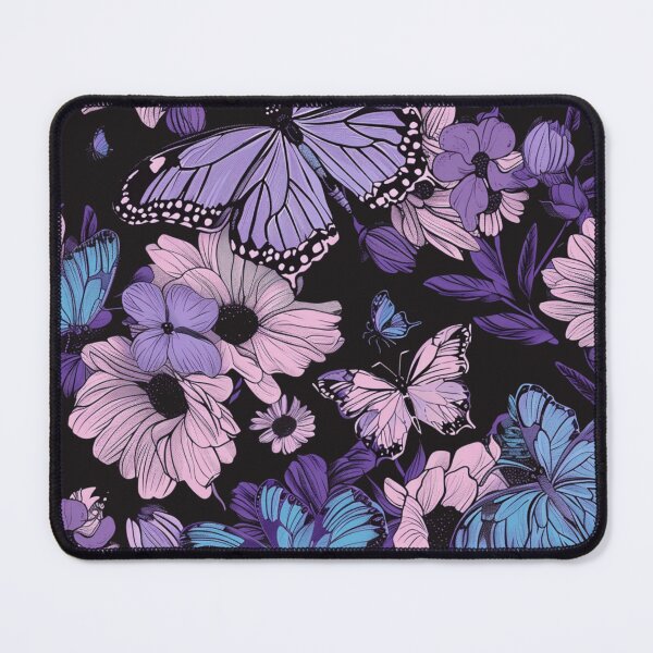 Item preview,  Black violet blue colorful floral butterfly pattern - whimsigoth dark cottagecore forestcore  designed and sold by cocomelon168.