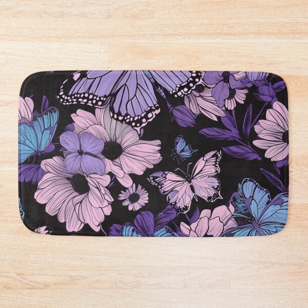 Item preview,  Black violet blue colorful floral butterfly pattern - whimsigoth dark cottagecore forestcore  designed and sold by cocomelon168.