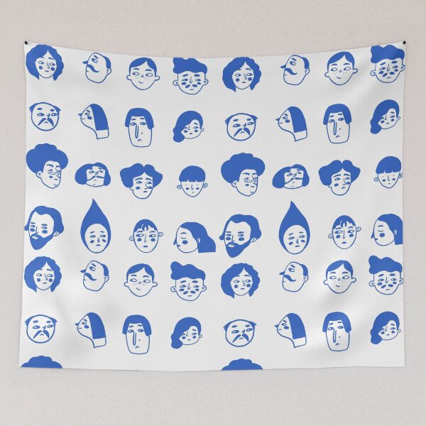 Item preview, Funny Line Blue Faces designed and sold by Inadesignstore.
