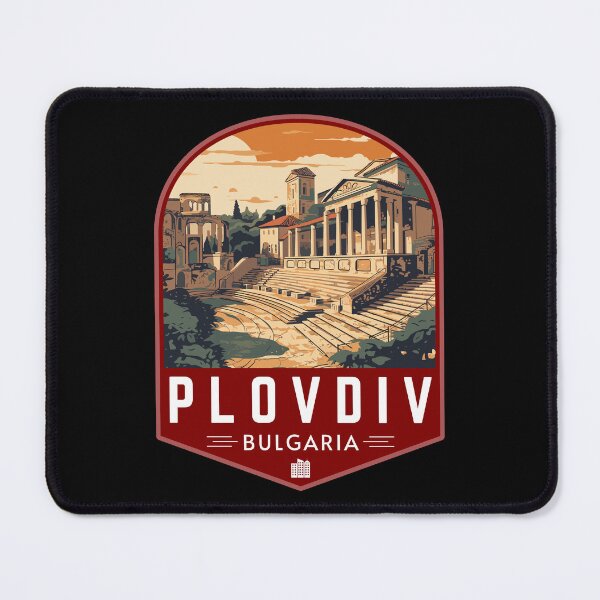 Item preview, Plovdiv in Bulgaria Retro Travel Art Badge designed and sold by MaateoDesign.