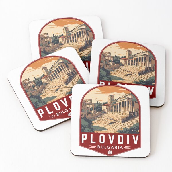Item preview, Plovdiv in Bulgaria Retro Travel Art Badge designed and sold by MaateoDesign.