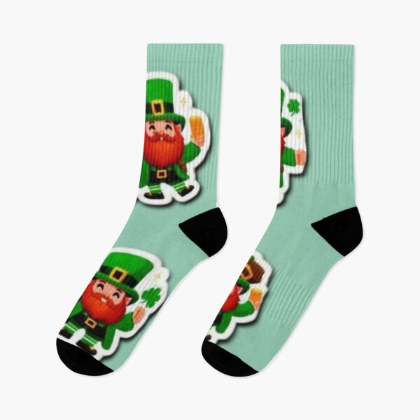 Item preview, St. Patrick's Day Nine Stickers Irish leprechauns, in green clothes, with red beards, with pots of gold designed and sold by JaroDesign2023.