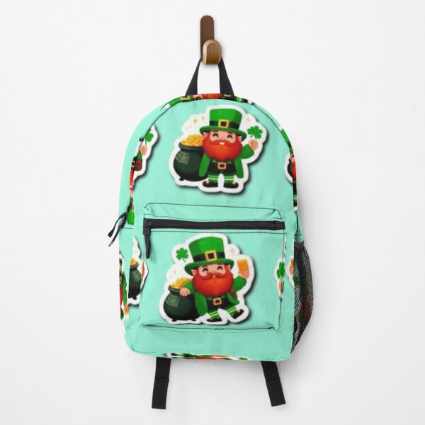 Item preview, St. Patrick's Day Nine Stickers Irish leprechauns, in green clothes, with red beards, with pots of gold designed and sold by JaroDesign2023.