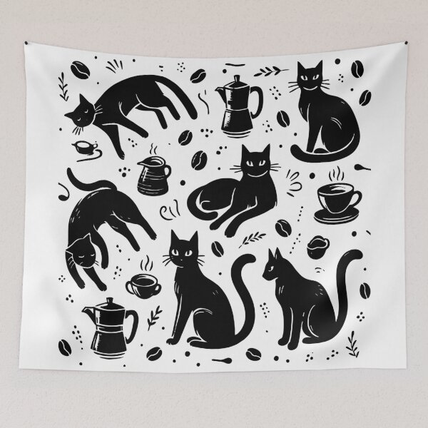Item preview, Coffee & Cats designed and sold by JrSkDesign ✅ .