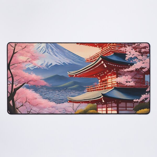 Vista previa del artículo con la obra «Templo de estilo japonés Sakura Fuji», diseñado y vendido por FunkyBeaver.