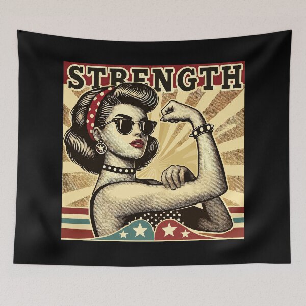 Item preview, Strength strong cool woman rockabilly gift designed and sold by Pineapple-Tree.