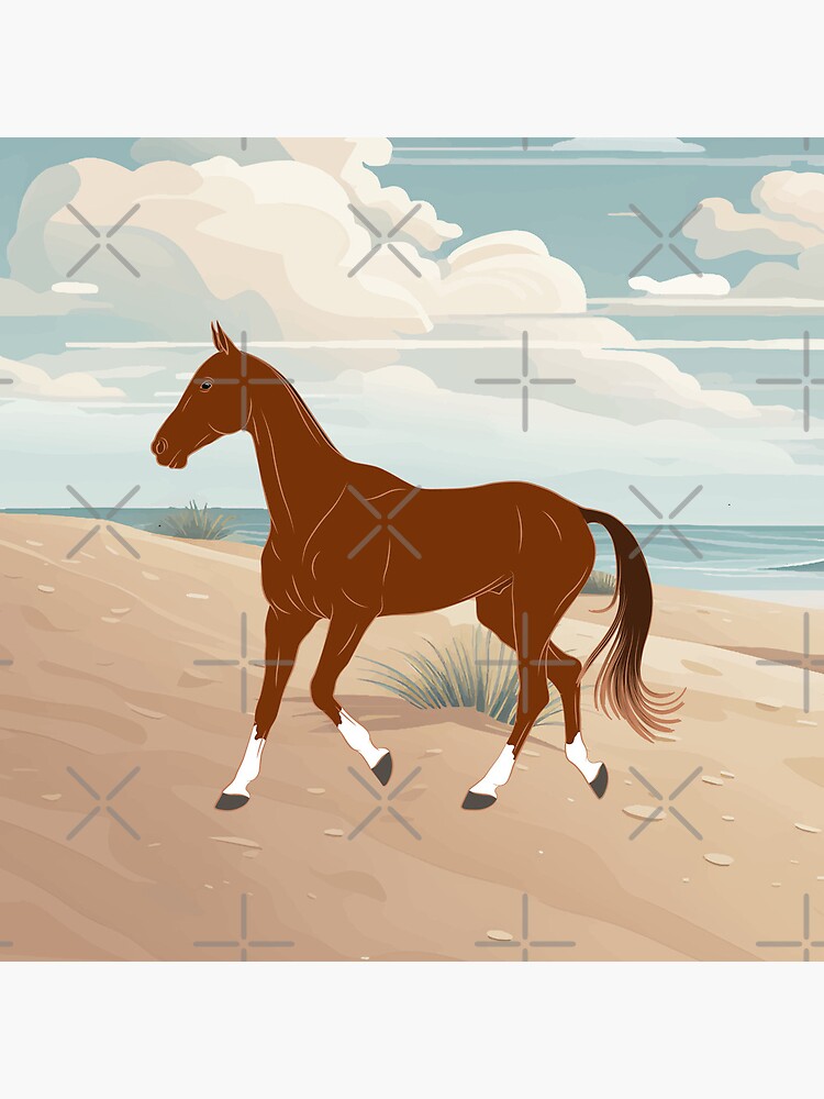 Aperçu 5 sur 5. Bloc acrylique avec l'œuvre Cheval Akhal Téké, cheval alezan sur un fond de paysage, cheval de selle, races de chevaux du Turkménistan créée et vendue par WebEquitation.