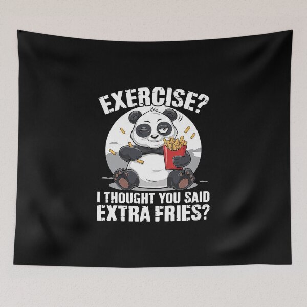 Item preview, Lazy Panda Eating Fries – Funny Extra Fries Not Exercise Meme designed and sold by love3617.