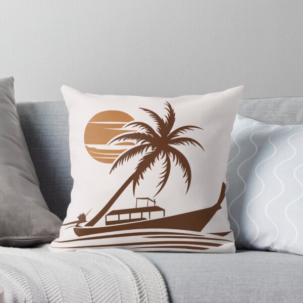 Item preview, Tropical Paradise Sunset with Boat and Palm Trees – Relaxing Beach Vibes designed and sold by EmiBarDesign.