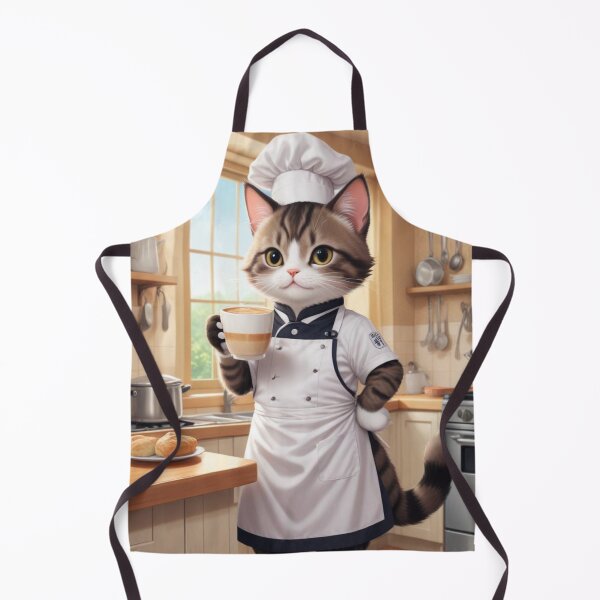 Item preview, Adorable Chef Cat with Coffee – Cute Barista Feline in Cozy Kitchen designed and sold by artiviohub.