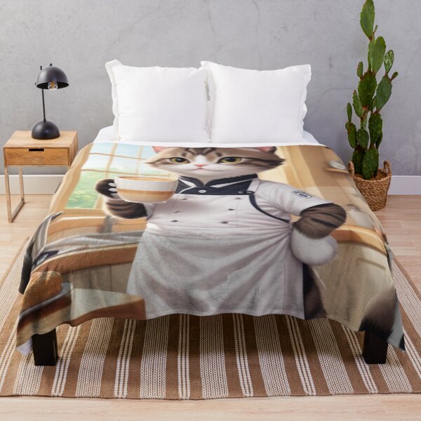 Item preview, Adorable Chef Cat with Coffee – Cute Barista Feline in Cozy Kitchen  designed and sold by artiviohub.