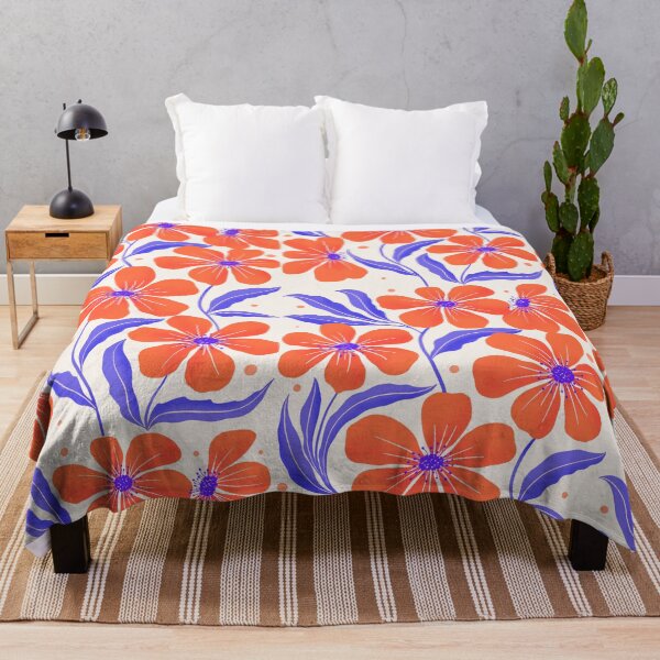 Item preview, Flower Power in Orange and Lilac. Modern Botanical Art designed and sold by Sandra Brezina.