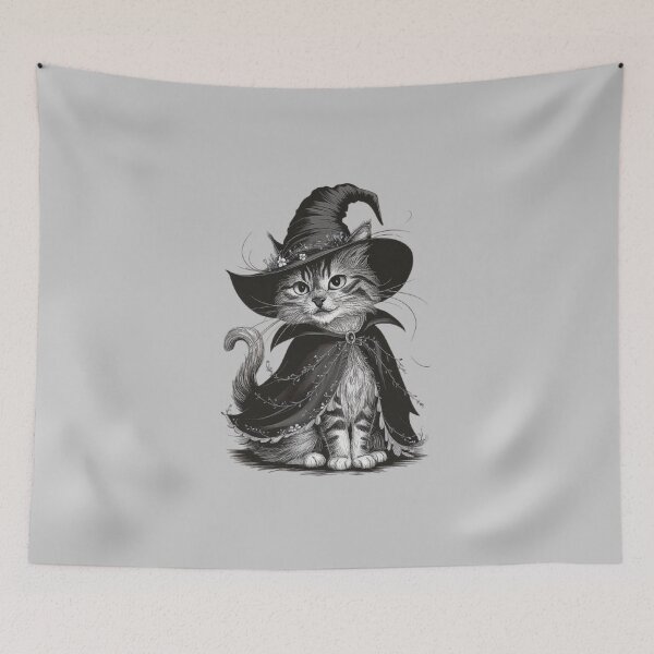 Item preview, Cute Witch Cat Illustration | Magical Halloween Kitten Art | Enchanted Feline Drawing designed and sold by love3617.