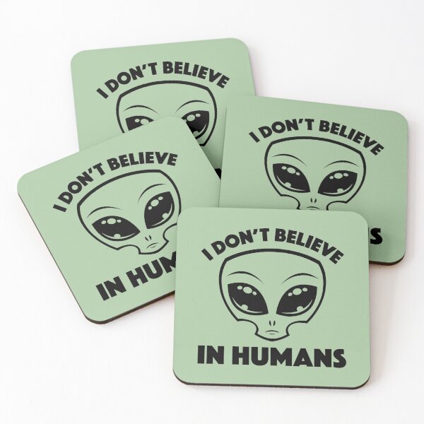 Item preview, I Don’t Believe In Humans Cartoon Alien In Black designed and sold by fizzgig.