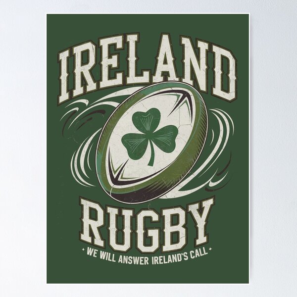 Poster Rugby Irlande – Équipe D'Irlande Tournoi 5 Nations 1975 – Miroir Du Rugby – Rare