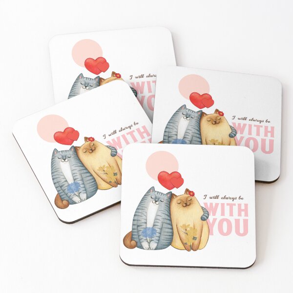 Item preview, Two cats cuddling with heart shapes and romantic message. designed and sold by LaUnArt.
