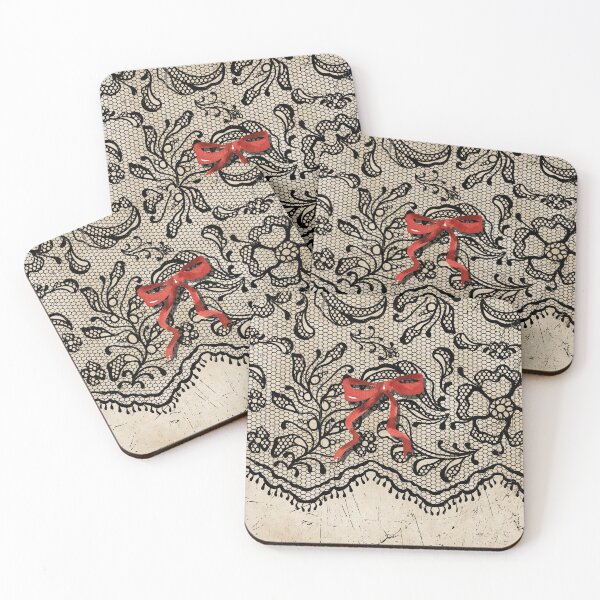 Item preview, Eliza - Red Bows on Black Lace by Linavi designed and sold by Linavi.