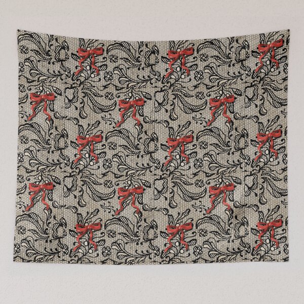 Item preview, Eliza - Red Bows on Black Lace by Linavi designed and sold by Linavi.