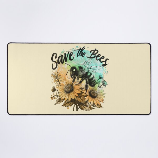 Item preview, Bee sunflowers and quote save the bee, motivational, ways to help the earth,save planet, watercolor style designed and sold by Collagedream.