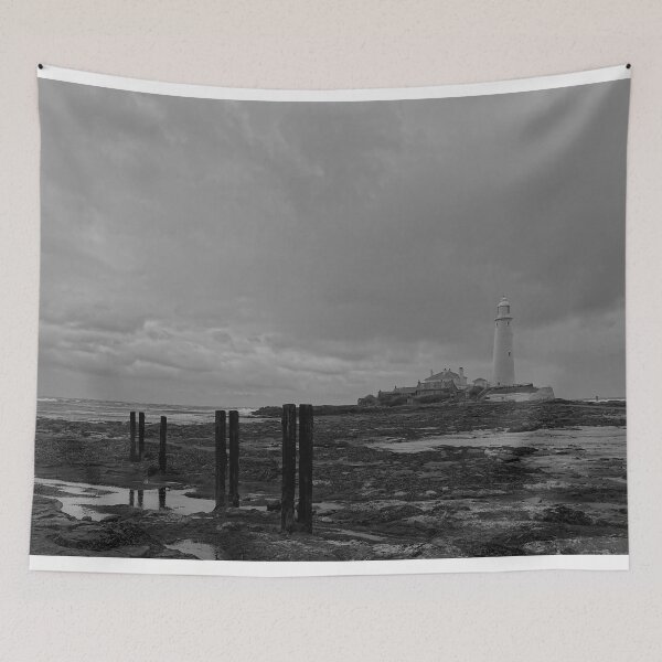 Item preview, St Mary's Island and Lighthouse - Monochrome designed and sold by Violaman.