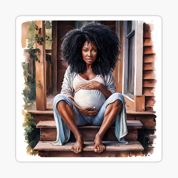 Item preview, Pregnant Black Woman Watercolor Portrait designed and sold by DariusC31.