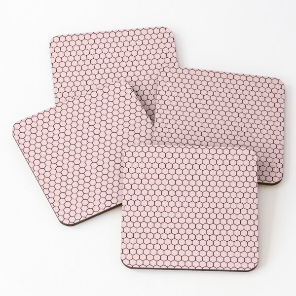 Item preview, Black Honeycomb Pattern On Pink Background designed and sold by OLAIZA.