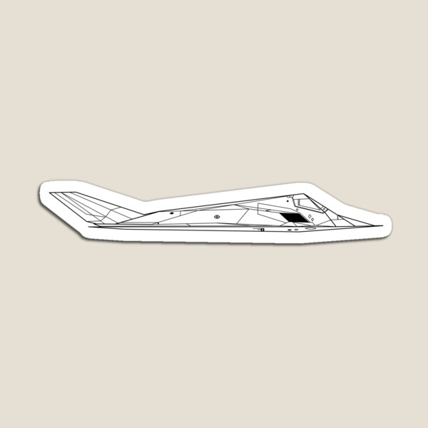 Vista previa del artículo con la obra «Dibujo lineal de vista lateral del F-117 Night Hawk», diseñado y vendido por Aero-ink45.