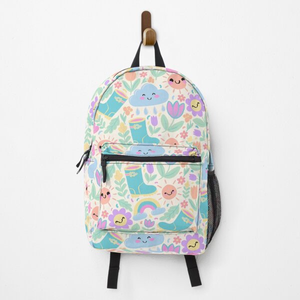 Item preview, Cute Spring Pattern with Kawaii Clouds, Sun, Flowers, and Rainboots designed and sold by DaisyLaneCo94.