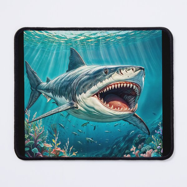 Item preview, Big shark with open jaws full of sharp teeth taken close-up. designed and sold by IaroslavB.