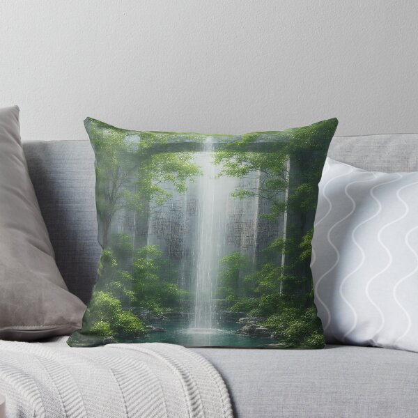 Item preview, Tranquil Waterfall Among Lush Greens and Graceful Nature designed and sold by PanoramaPrints.