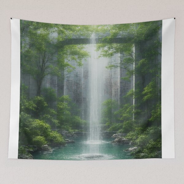 Item preview, Tranquil Waterfall Among Lush Greens and Graceful Nature designed and sold by PanoramaPrints.