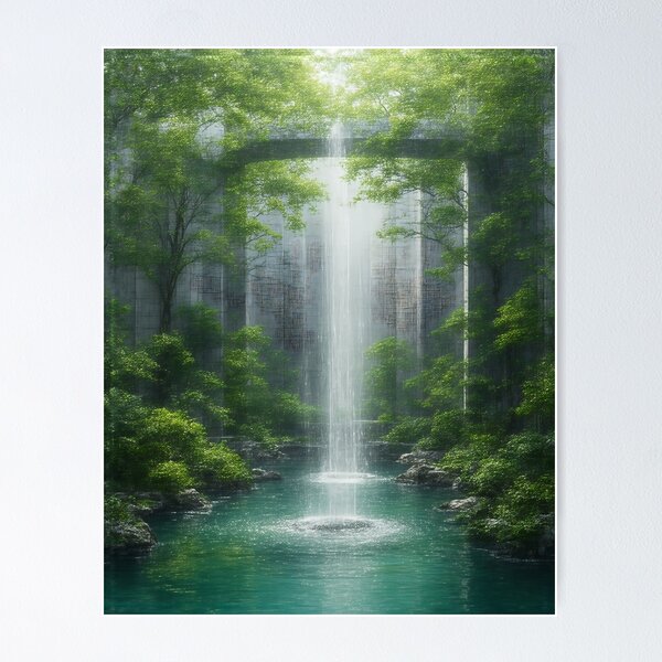 Item preview, Tranquil Waterfall Among Lush Greens and Graceful Nature designed and sold by PanoramaPrints.