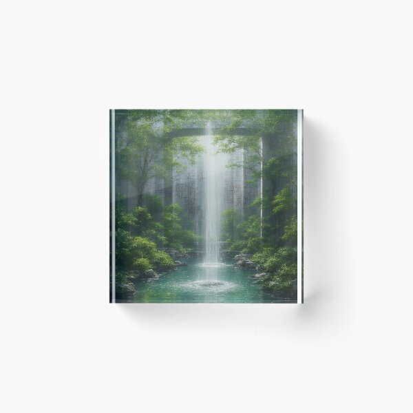 Item preview, Tranquil Waterfall Among Lush Greens and Graceful Nature designed and sold by PanoramaPrints.