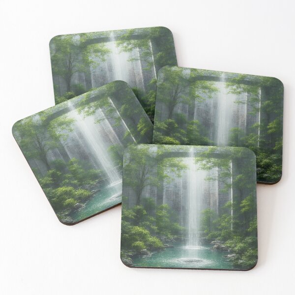 Item preview, Tranquil Waterfall Among Lush Greens and Graceful Nature designed and sold by PanoramaPrints.